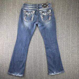 Miss Me Jeans Womens 30 Blue Slim Boot Embroidered Flap Pockets JE8016SBR